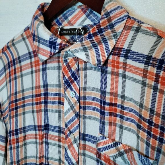 Saks Fifth Avenue Plaid Button Down Long Sleeve Size Large - Picture 12 of 13